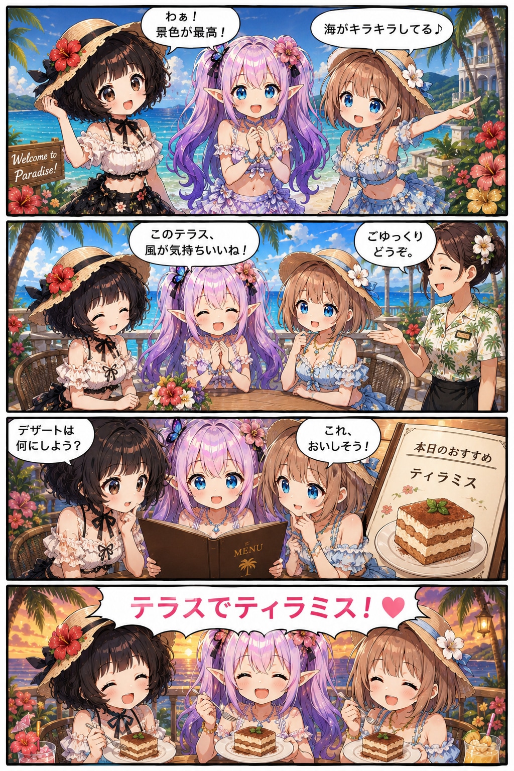 テラスで......