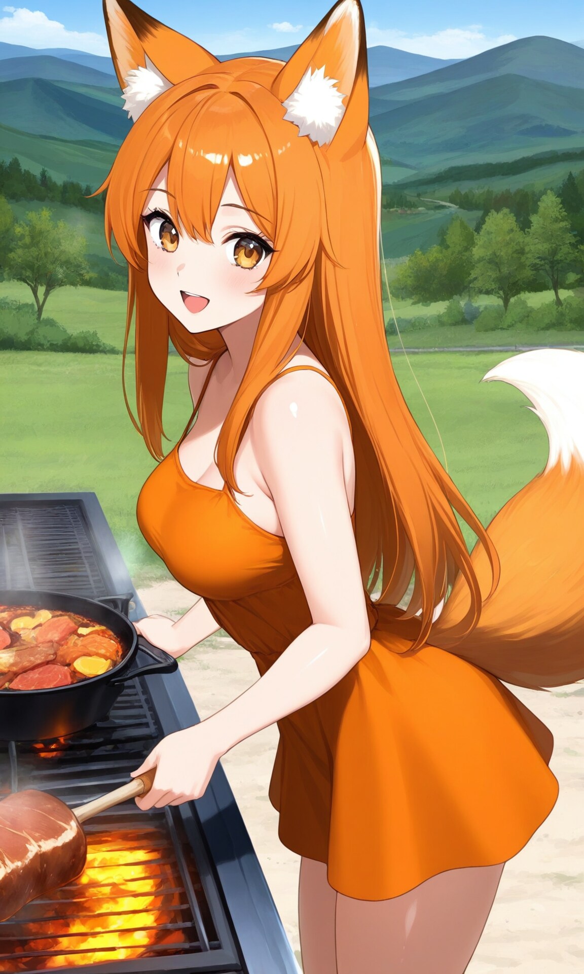 BBQするキツネちゃん