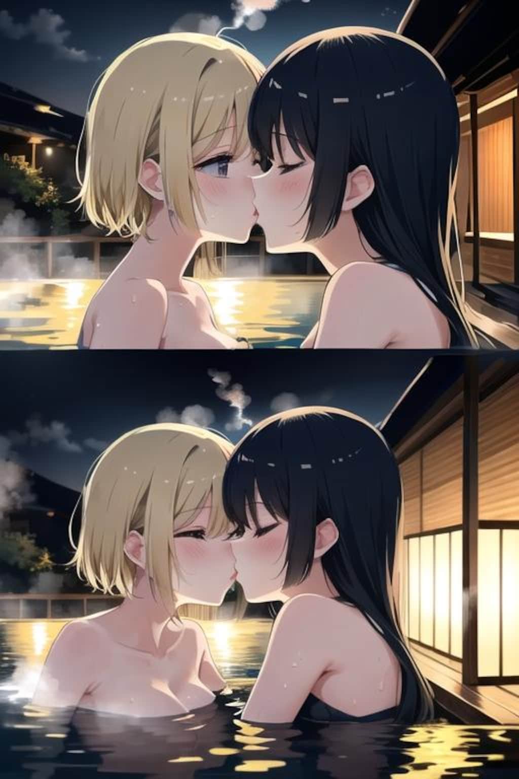 仲良し温泉（2）湯気が…