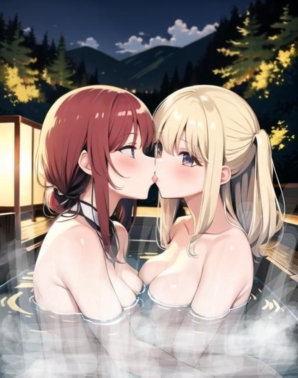 仲良し温泉（2）湯気が…