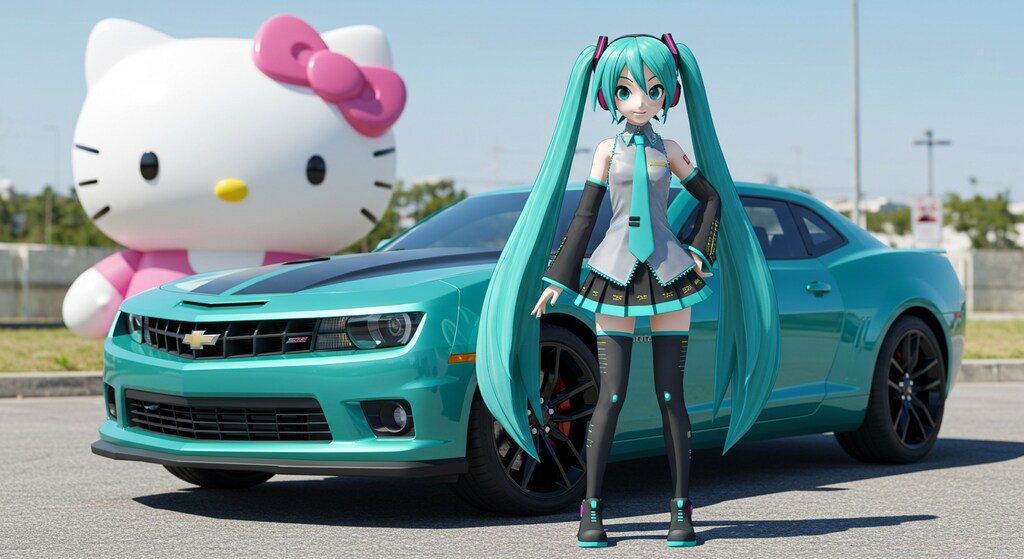初音ミクとハローキティとシボレーカマロ