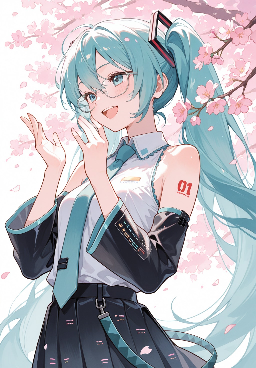 初音ミク_桜背景