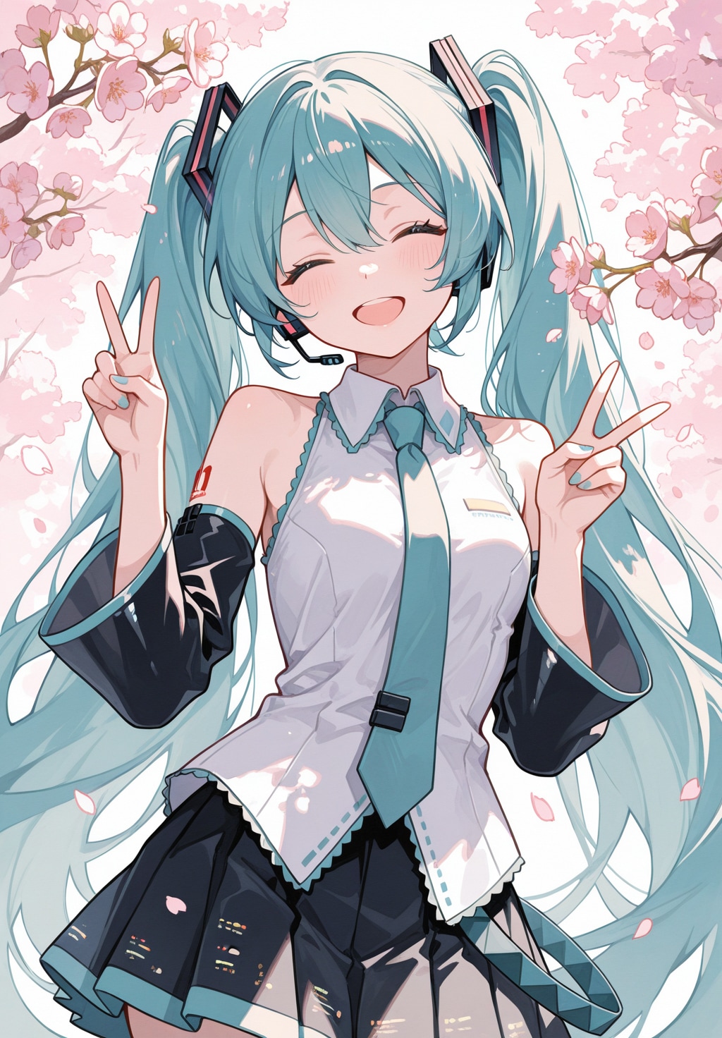 初音ミク_桜背景