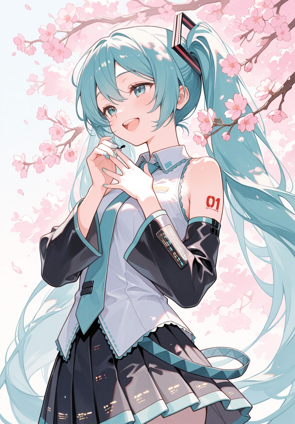 初音ミク_桜背景 | の人気AIイラスト・グラビア