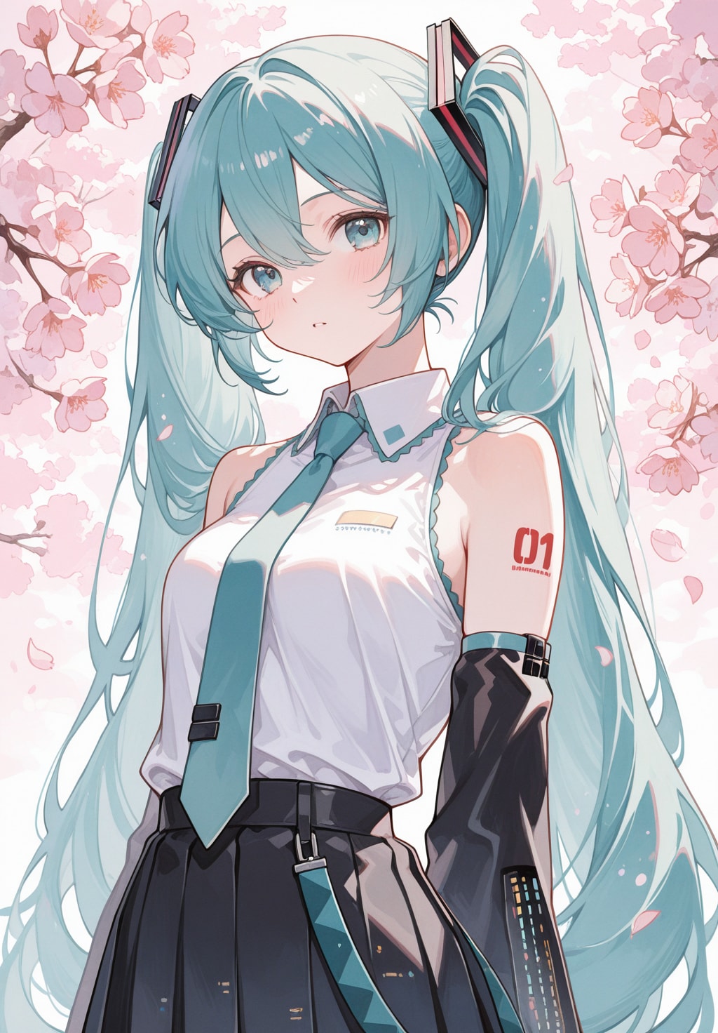 初音ミク_桜背景