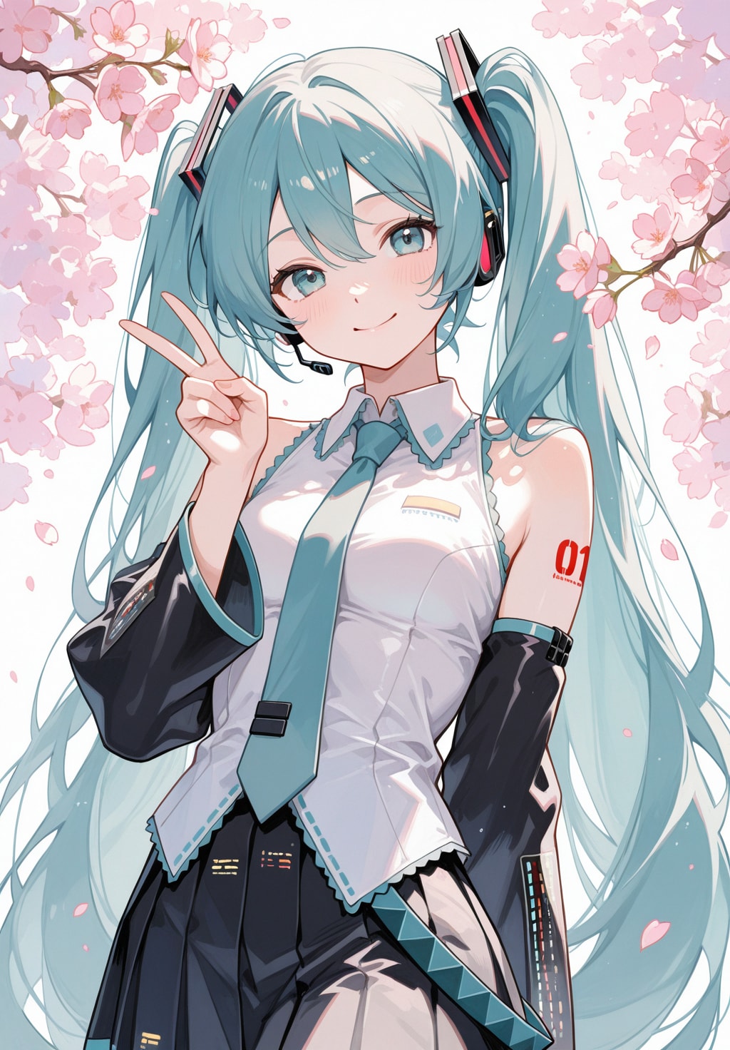 初音ミク_桜背景