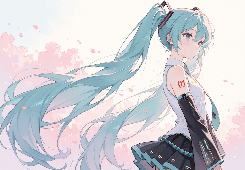 初音ミク_桜背景