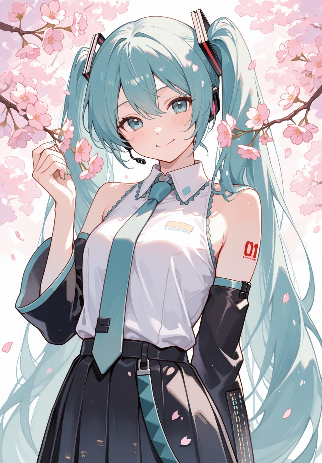 初音ミク_桜背景