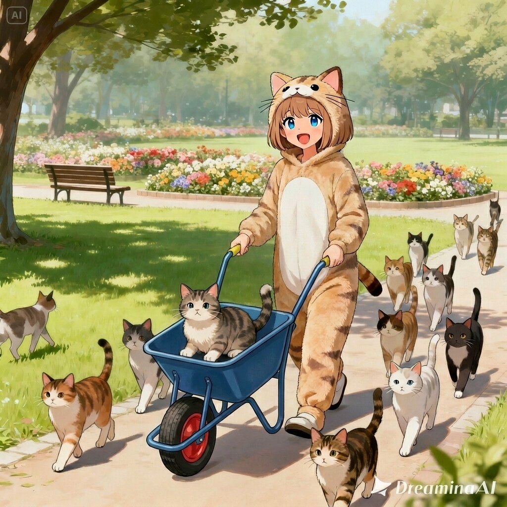 ネコとネコと散歩 | の人気AIイラスト・グラビア