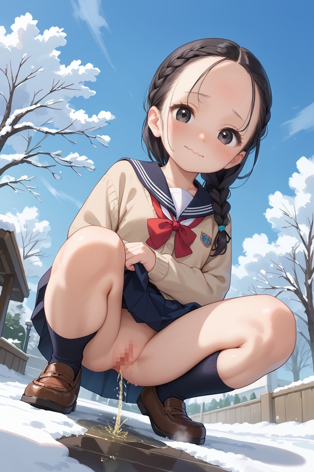 おでこちゃんの野外おしっこ3