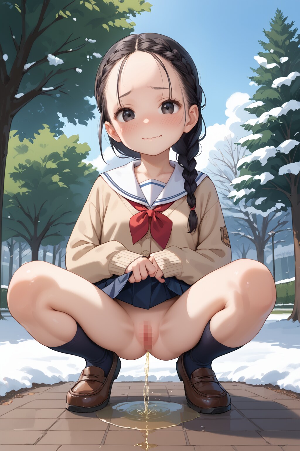 おでこちゃんの野外おしっこ3