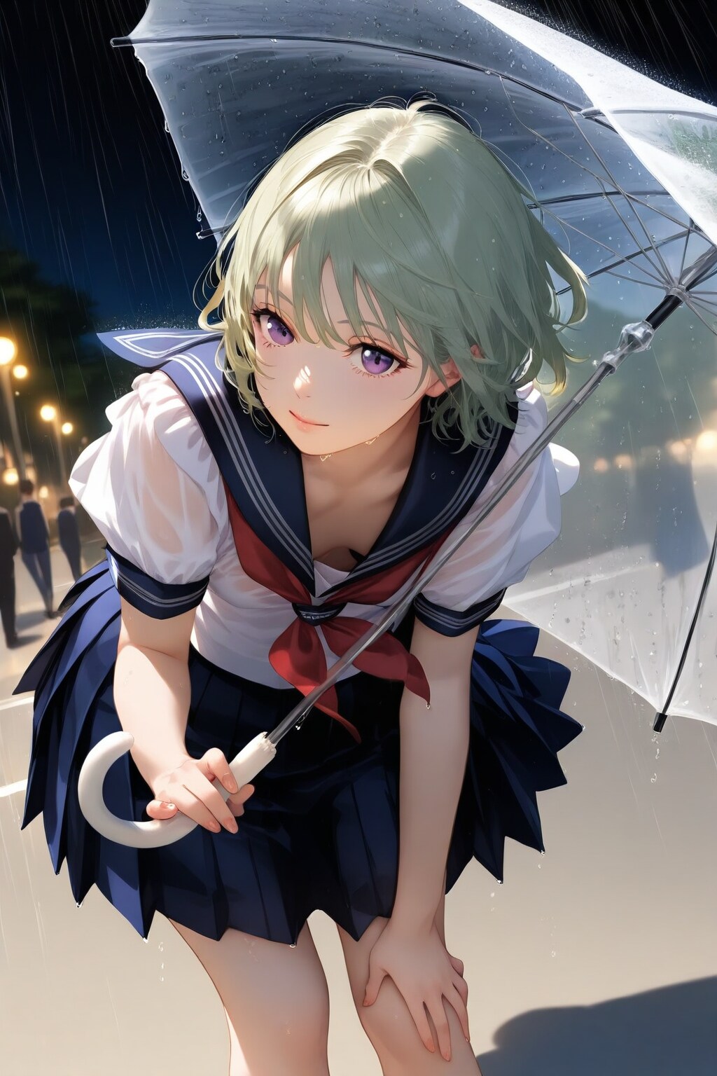 傘が飛ばされそう！ | の人気AIイラスト・グラビア