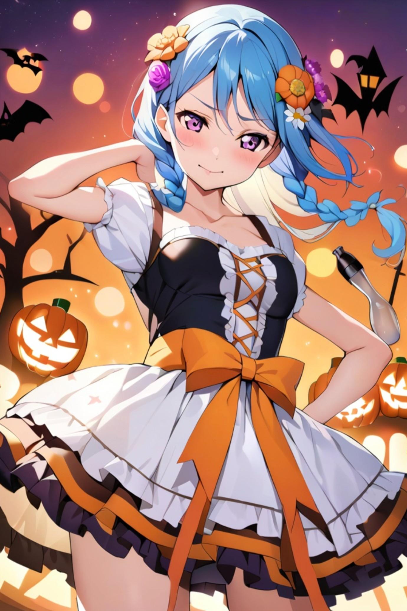 民族衣装とハロウィンと青髪ちゃん | の人気AIイラスト・グラビア