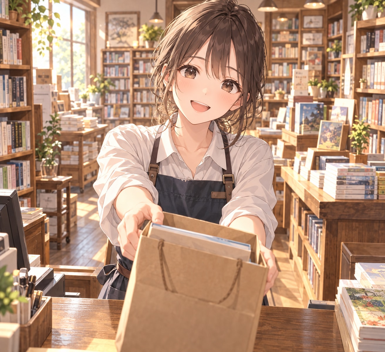 本屋ChatGPT-ポン出し看板娘018 | の人気AIイラスト・グラビア
