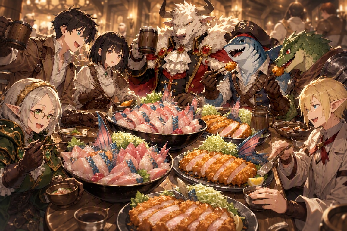 肉と魚の祝宴 | の人気AIイラスト・グラビア