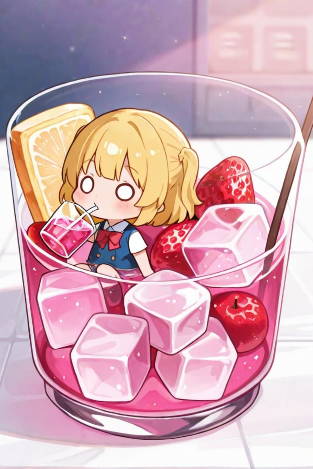 涼む金髪ちゃん