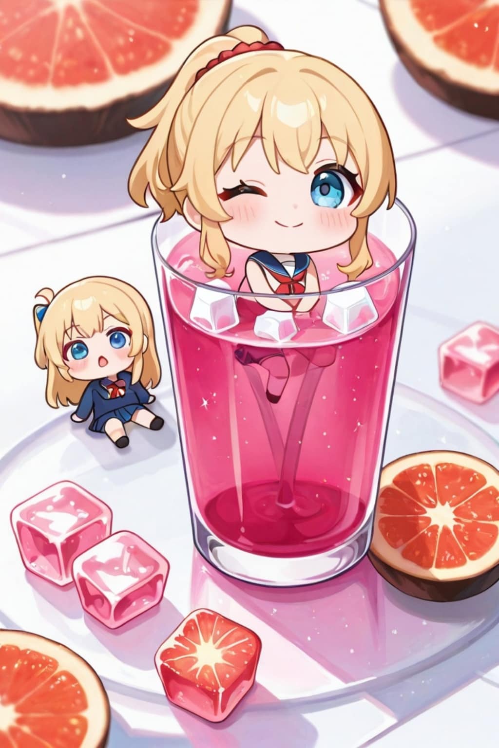 涼む金髪ちゃん