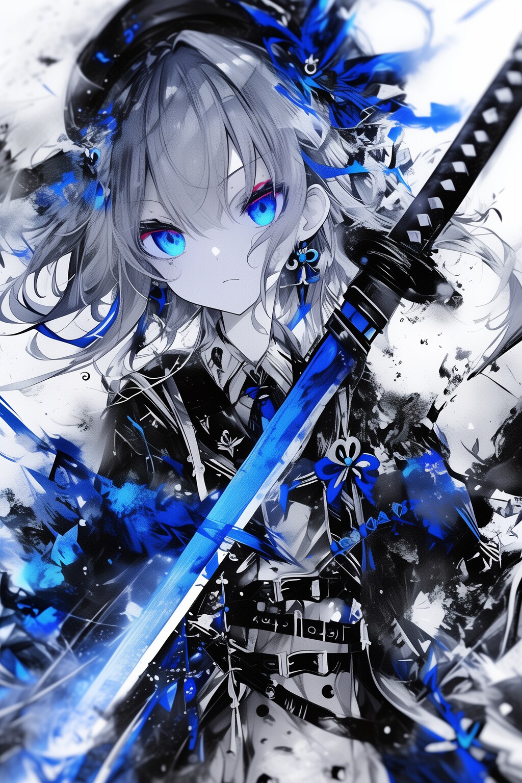 水墨画風侍ガール