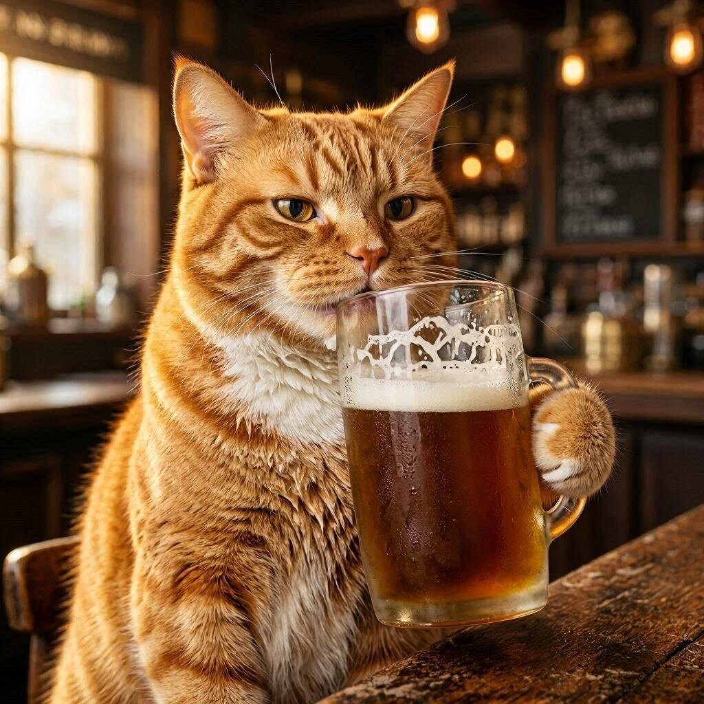 酒飲む猫