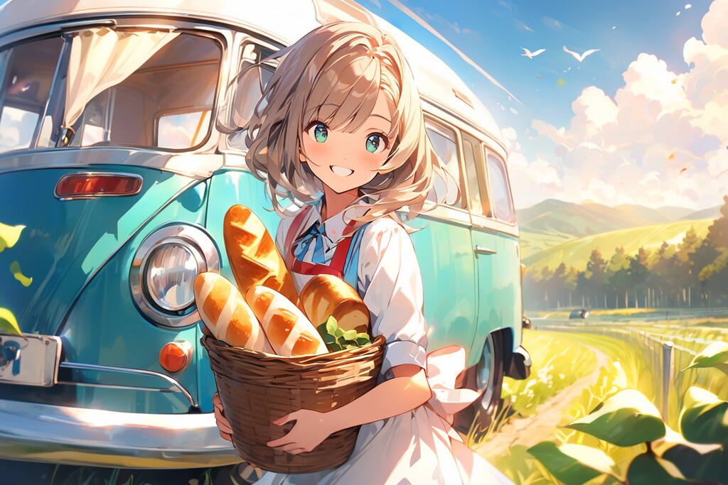 ピクニックでパンを