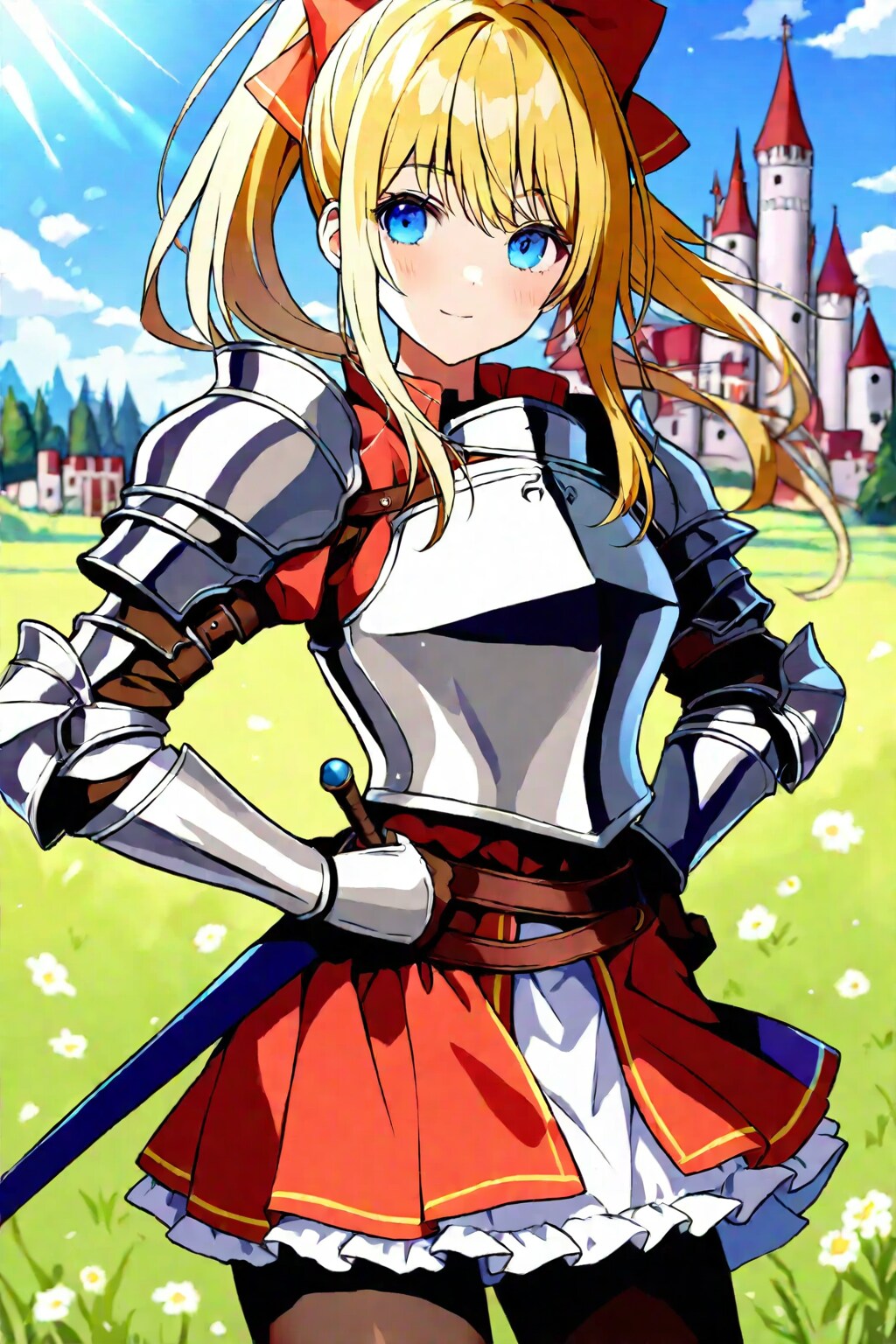 【習作】金髪ポニーテール姿の女騎士