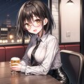 青サキュバスさん（擬態モード）・飲み会 2枚目