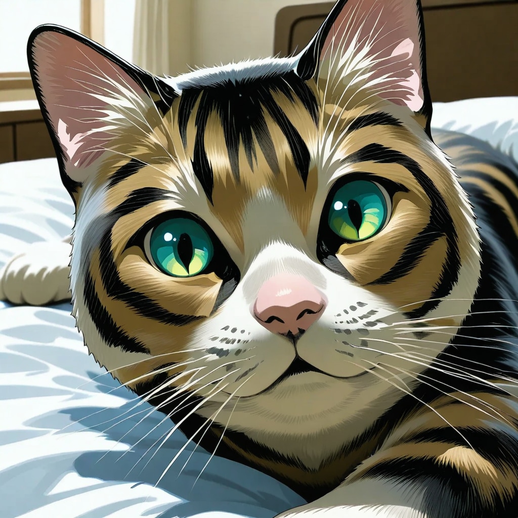 ベットの上の猫 | の人気AIイラスト・グラビア