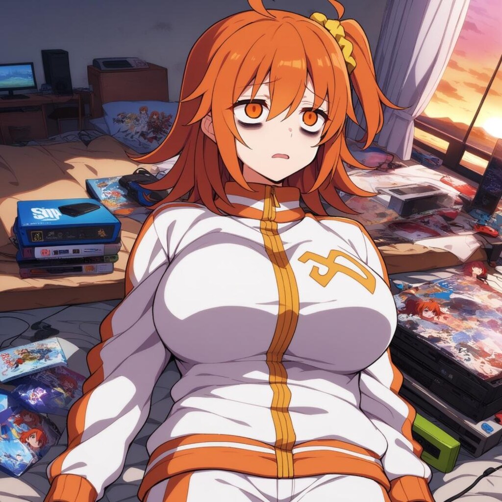 アニメ風、現在汚部屋のウチの要介護ジャージぐだ子