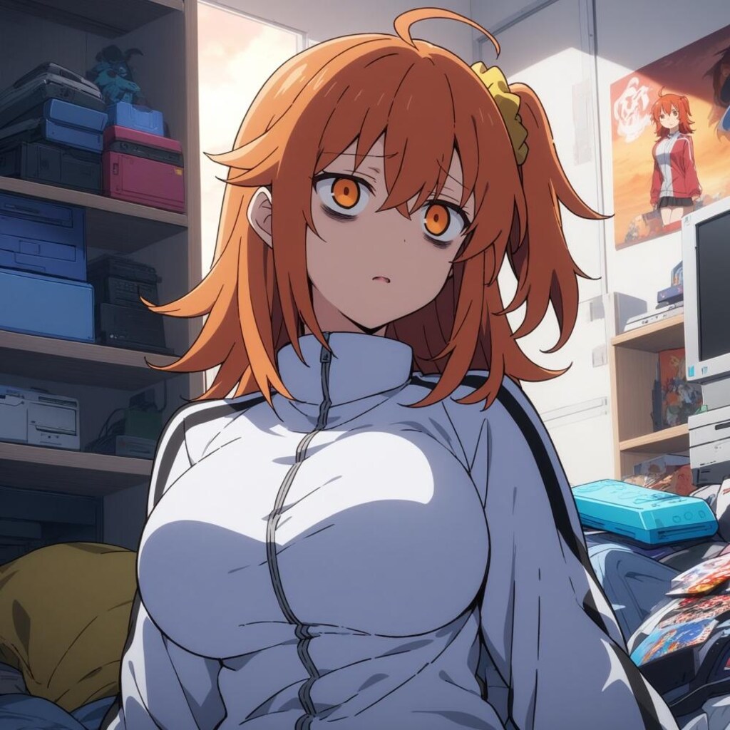 アニメ風、現在汚部屋のウチの要介護ジャージぐだ子