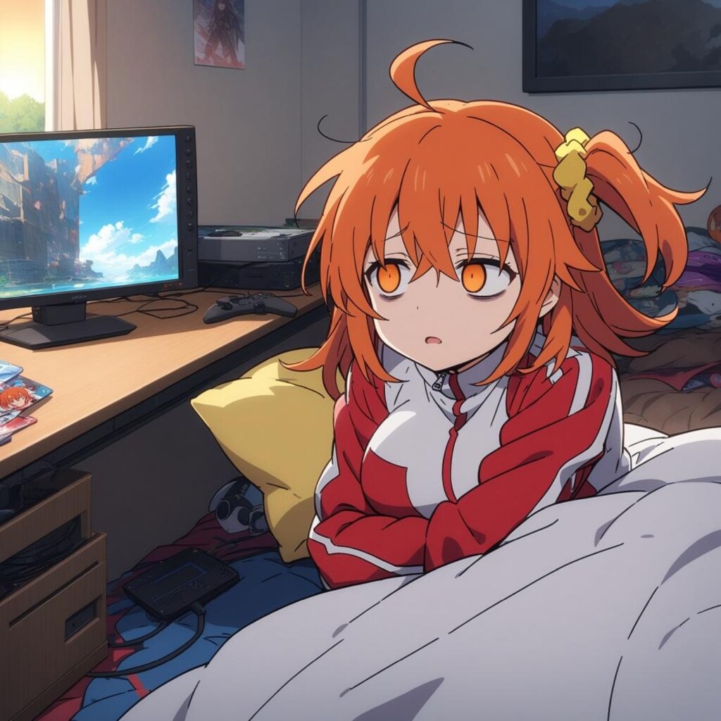 アニメ風、現在汚部屋のウチの要介護ジャージぐだ子