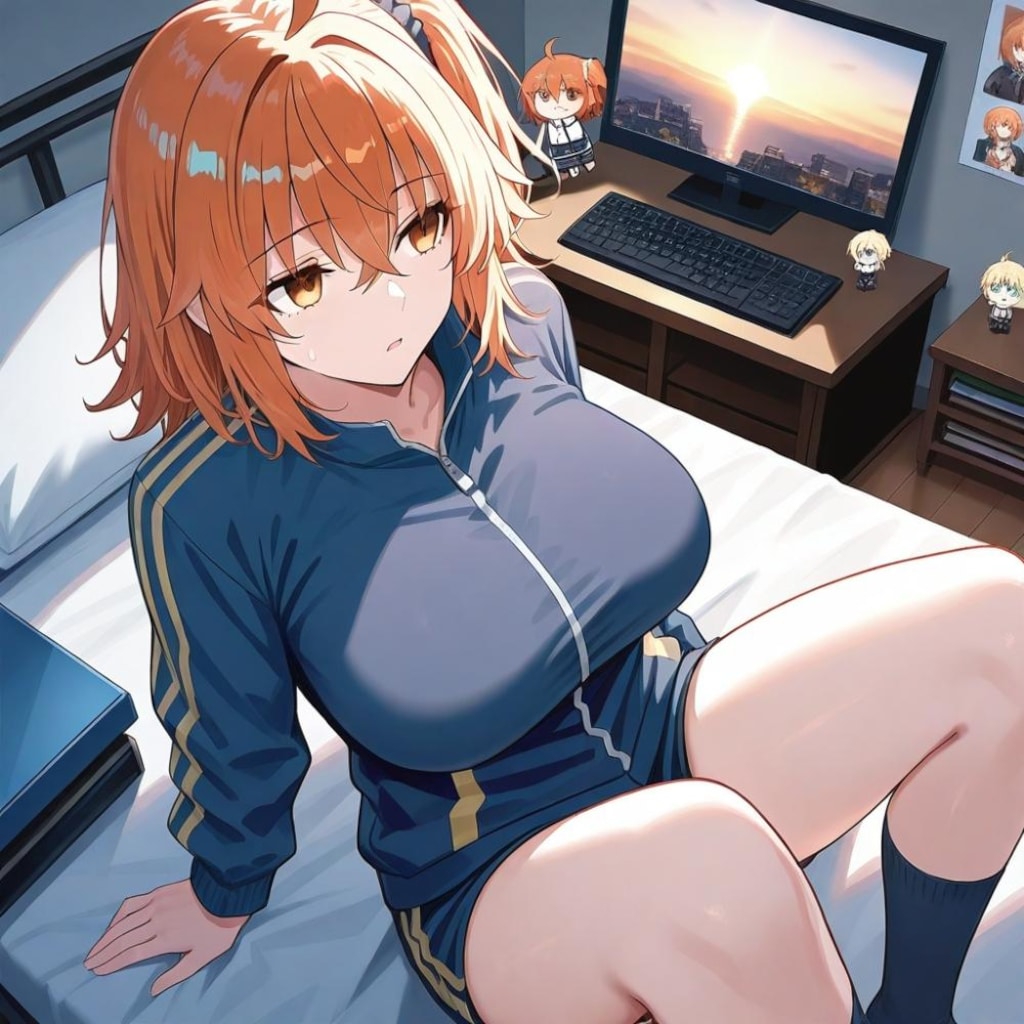 アニメ風、現在汚部屋のウチの要介護ジャージぐだ子