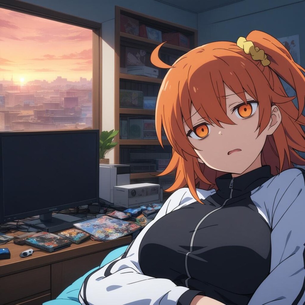 アニメ風、現在汚部屋のウチの要介護ジャージぐだ子