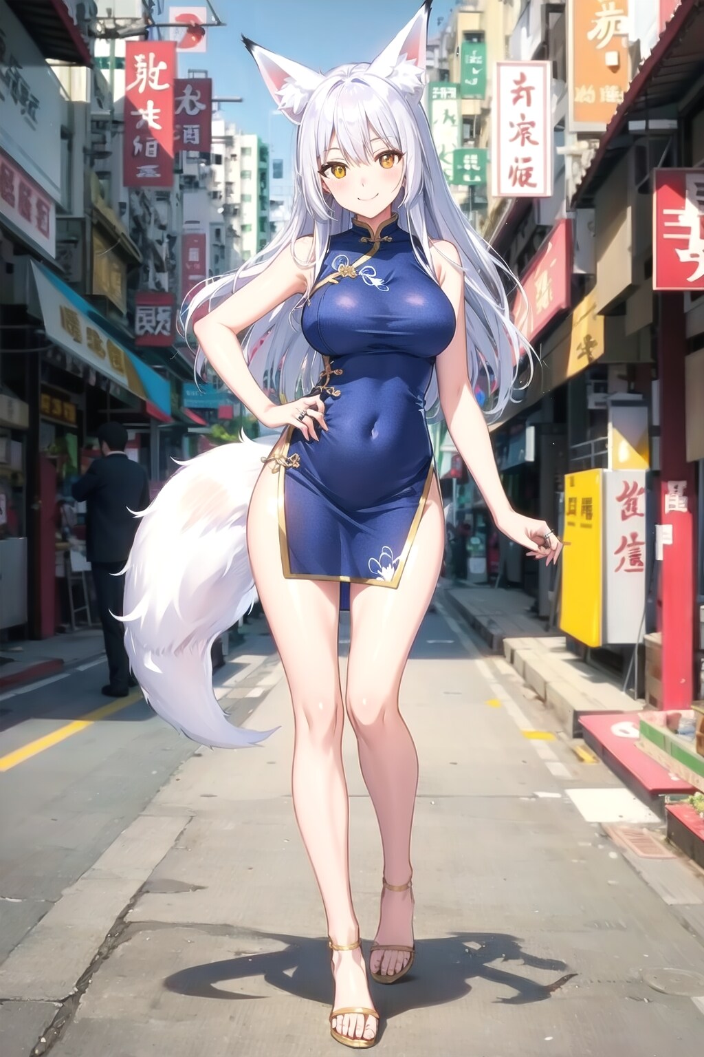 狐耳でチャイナドレス