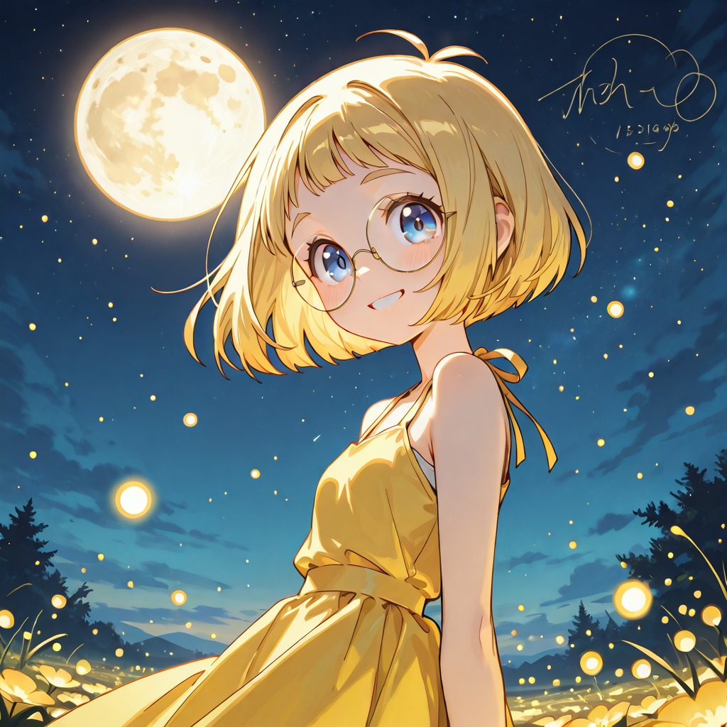 月夜の蛍とミッシェルちゃん