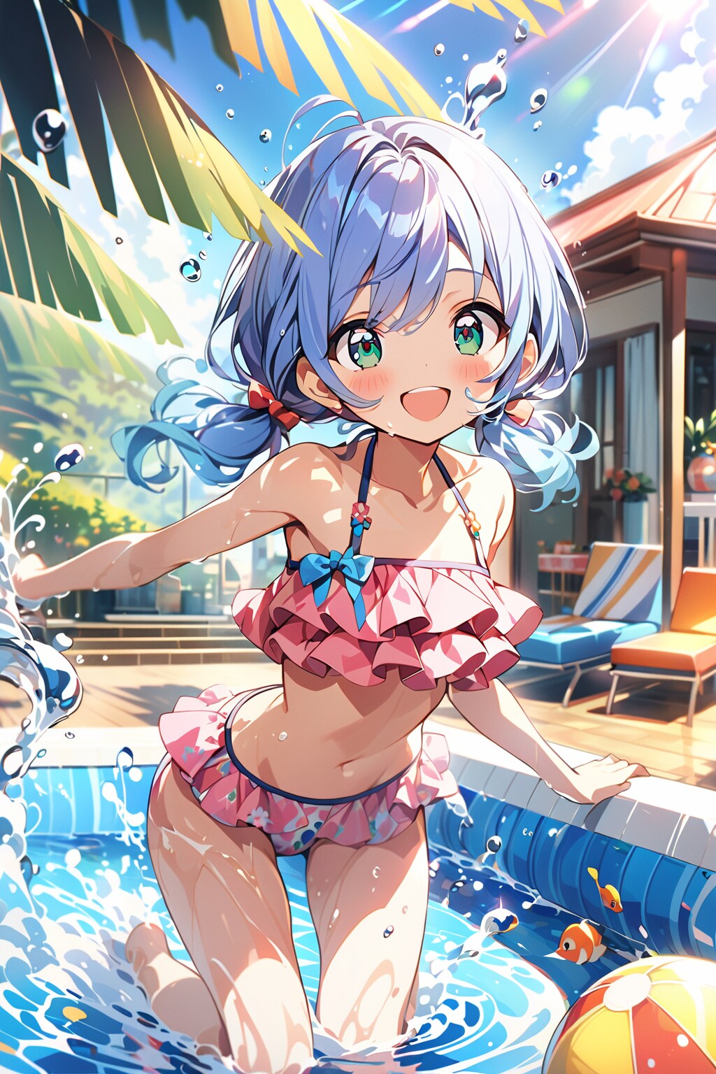 お庭でプール