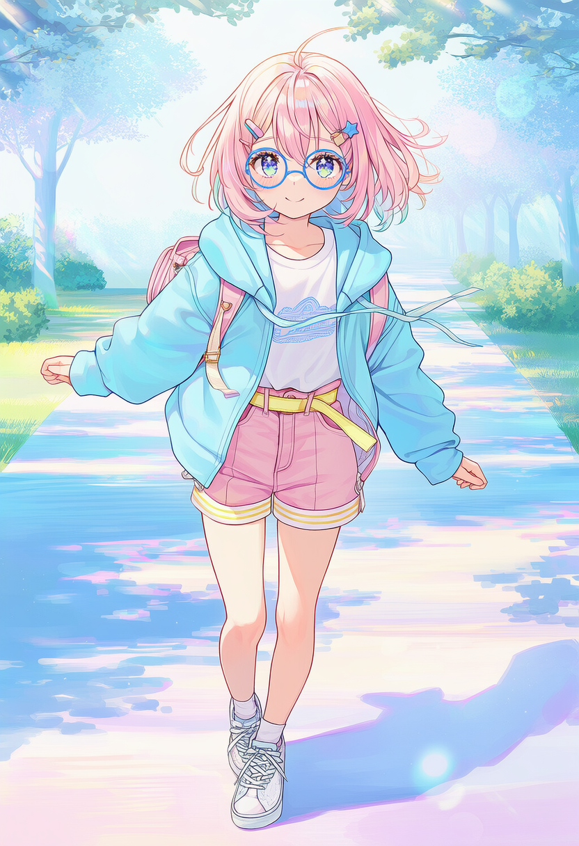 公園お散歩（ピンク少女）