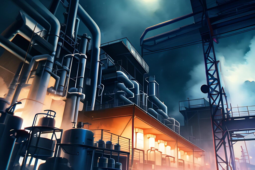 ＯＫな背景(夜の工場)