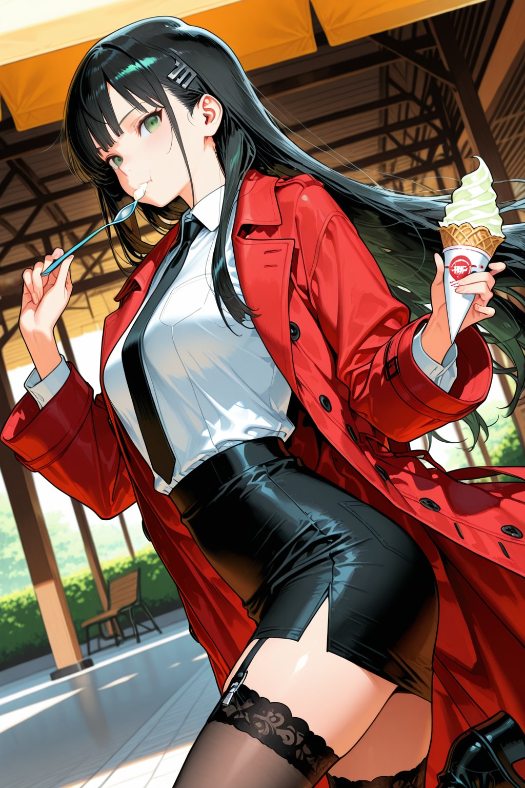 ソフトクリームを食べる後輩 | の人気AIイラスト・グラビア