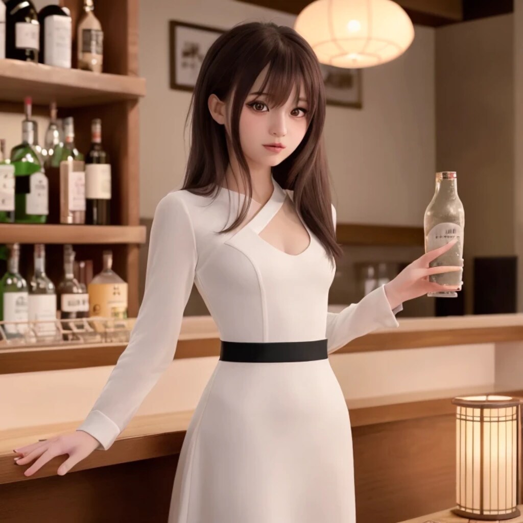 黒髪ロングで酒場の美女８９