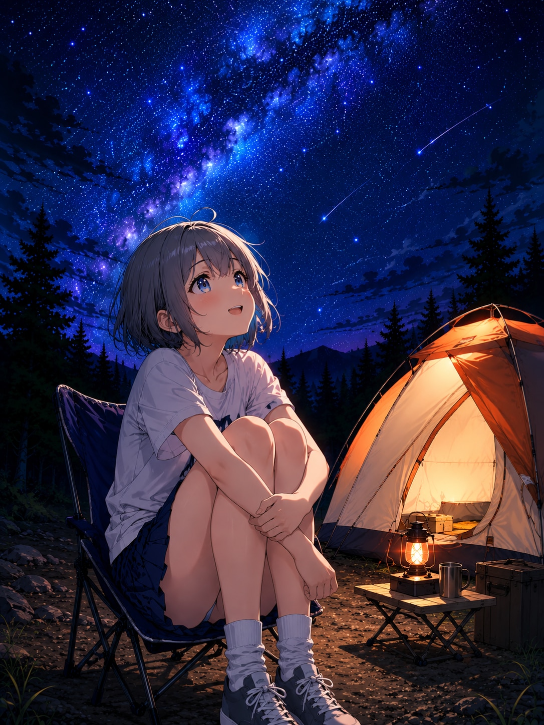 星空を見上げる