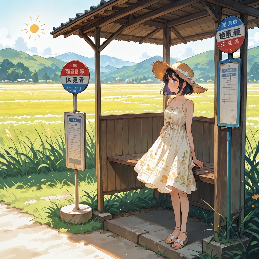 バス停にて