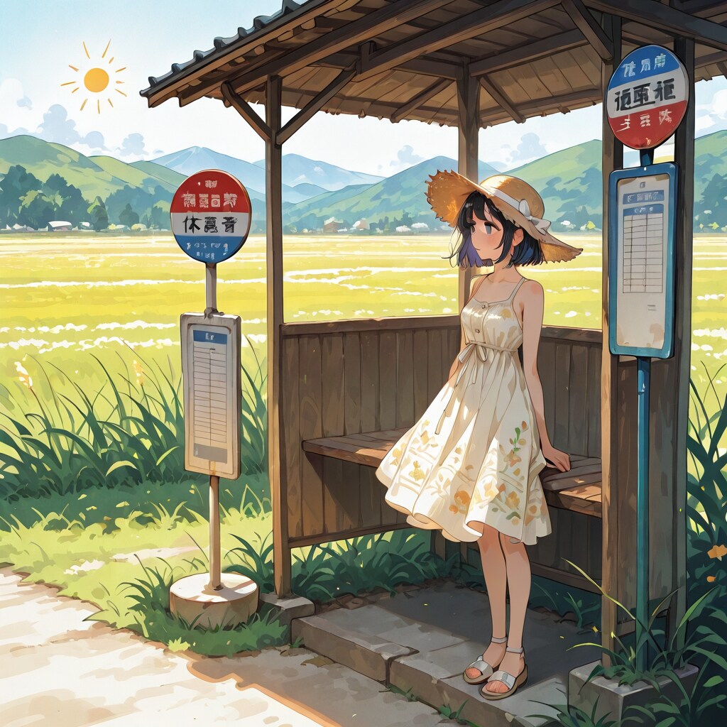 バス停にて