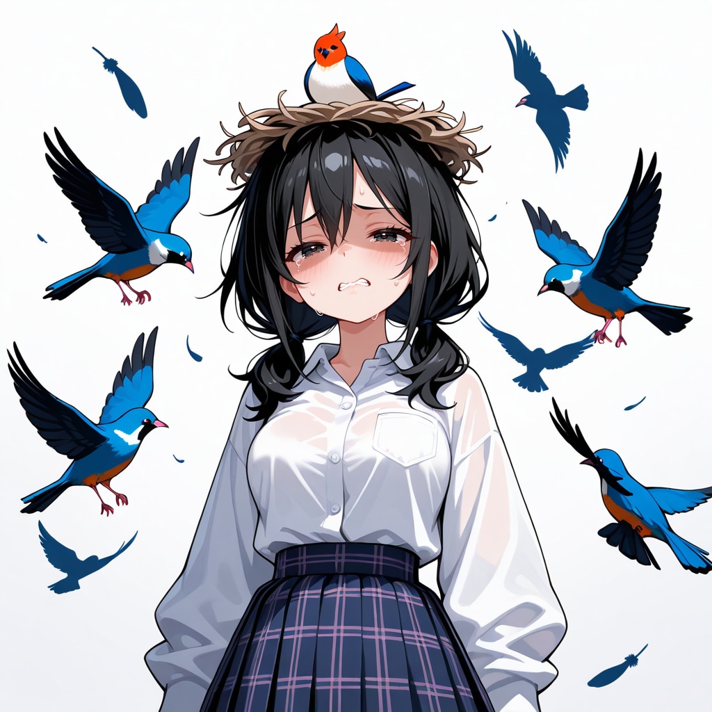 私も頭に鳥の巣を作られ