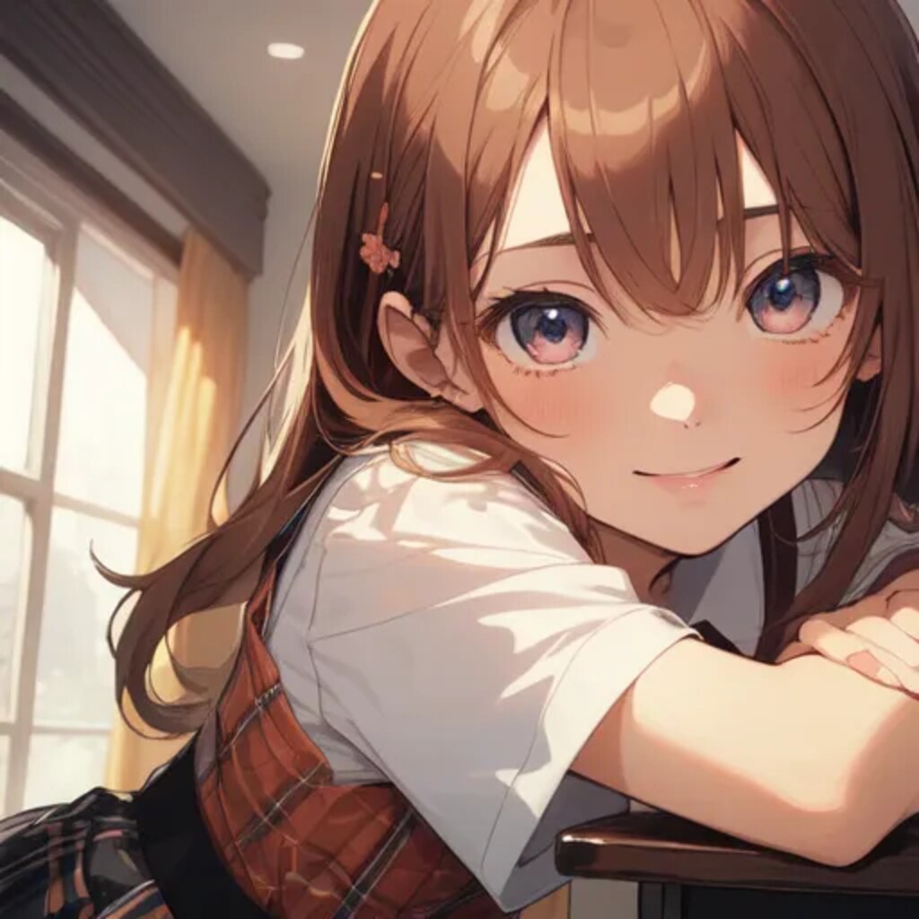 cute eye , orange school girl