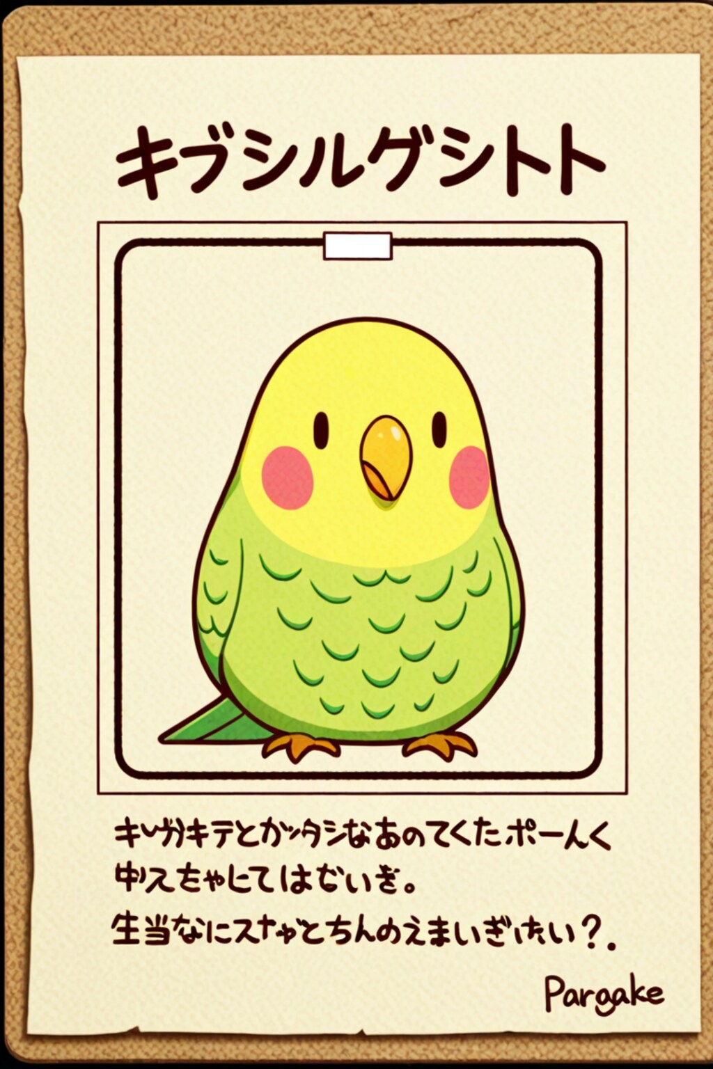 インコの張り紙