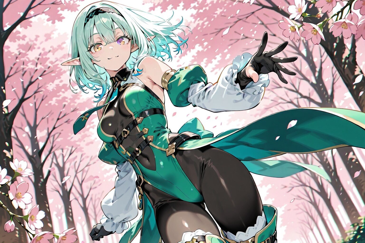 桜とエルフの女の子