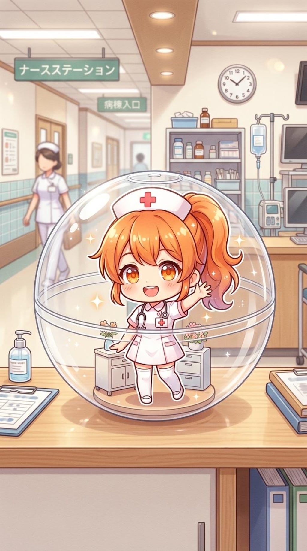 ナース服姿のMIRAGEちゃんをカプセルに入れたよ