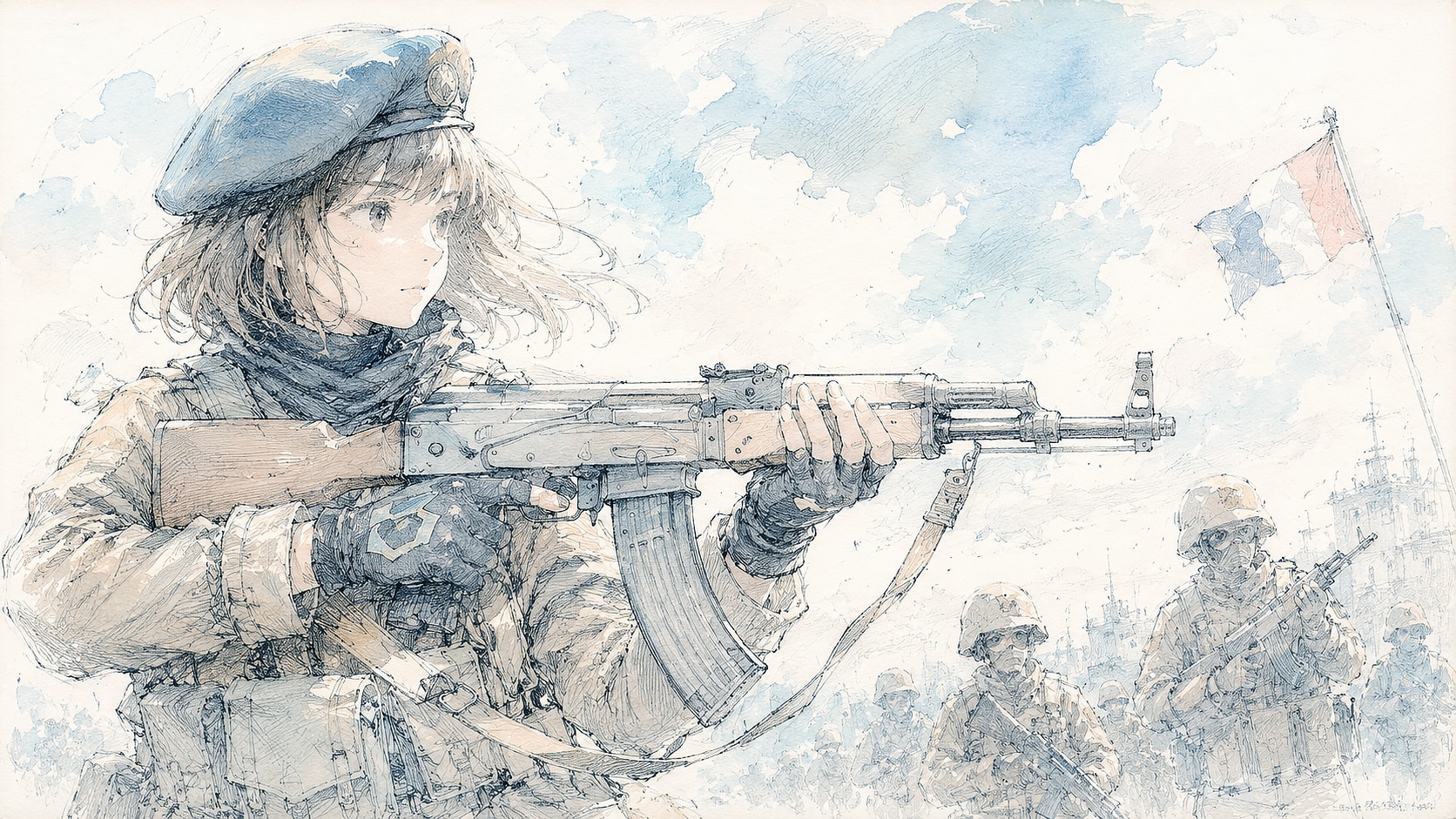 機関銃と少女2' | の人気AIイラスト・グラビア