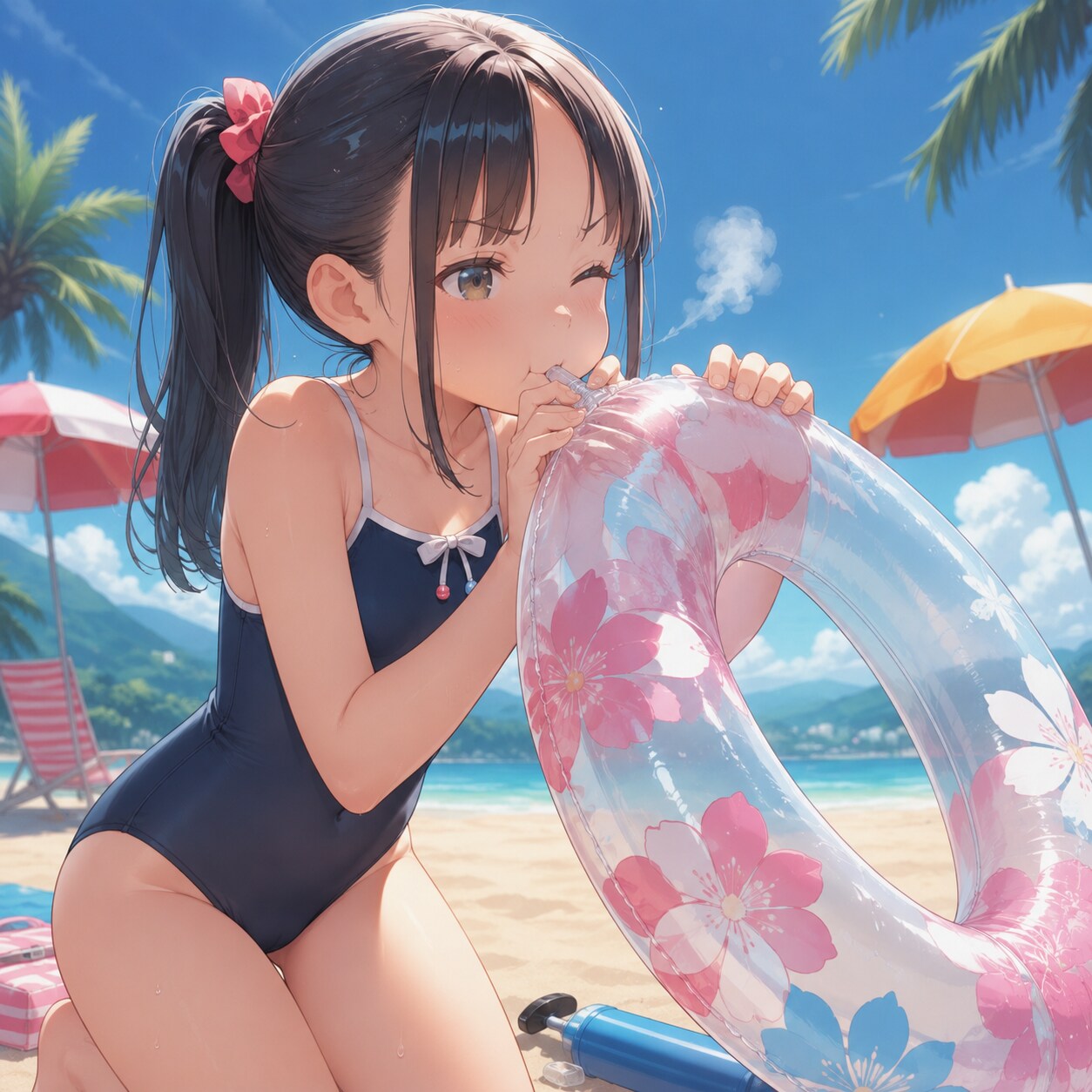 まだ浮き輪なしじゃ泳げない