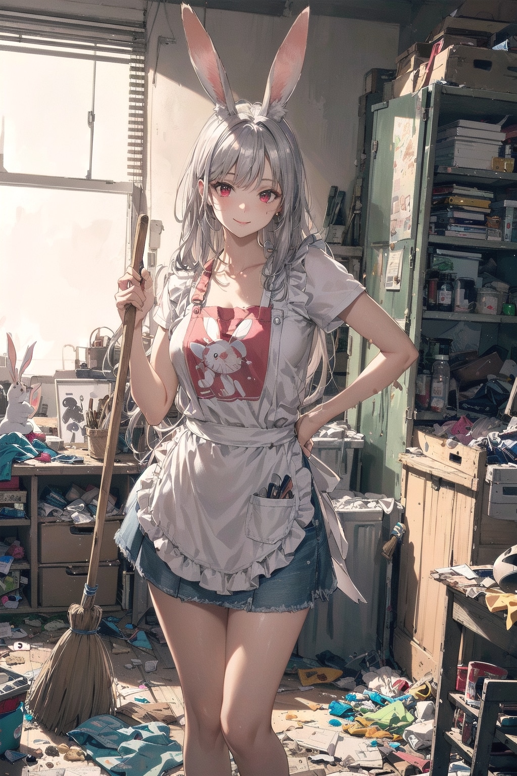 むぅ…汚部屋の掃除なのです🧹🐰✨